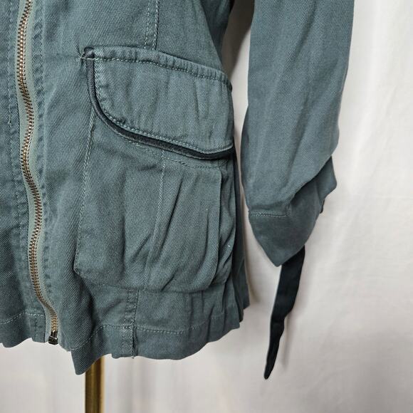 XCVI Women Utility Safari Jacket Small Teal Cinched Gorpcore Granola Girl Hiking - Picture 2 of 10